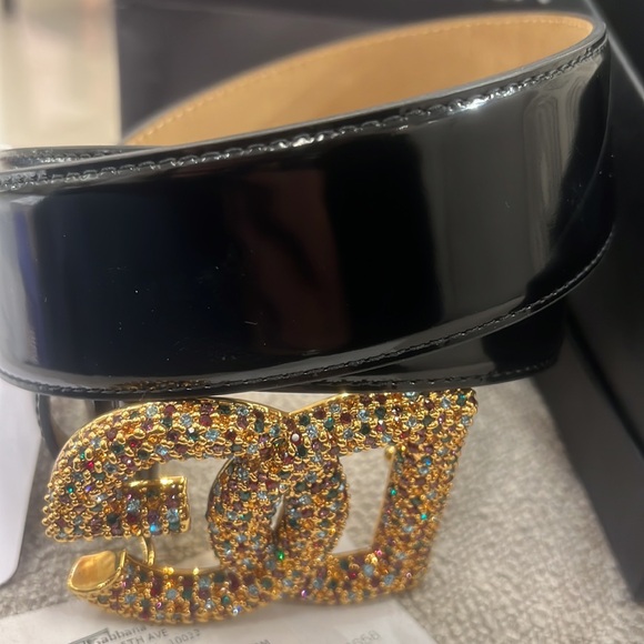 Dolce & Gabbana Black Belt with Gold Logo 38” - Picture 4 of 11